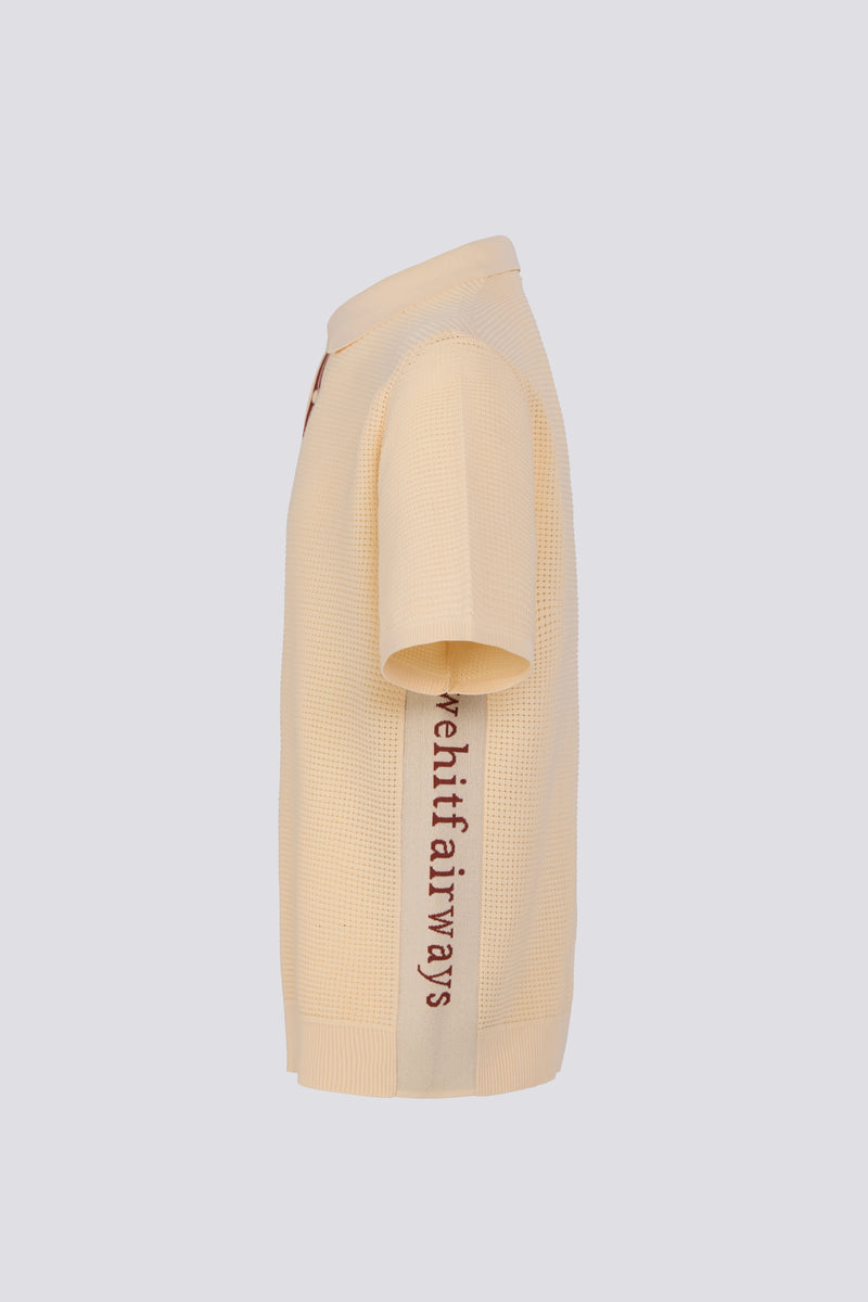 WAFFLE KNIT POLO - SAND DUNE